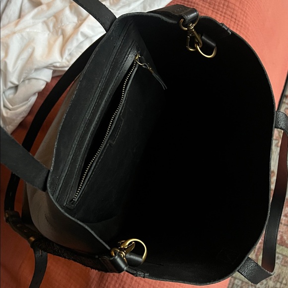 Madewell medium transport Black Leather Tote Bag - Picture 7 of 8